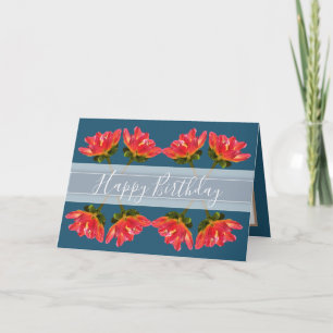 Gorgeous Floral Bouquet Red Dahlia Flower Birthday Card
