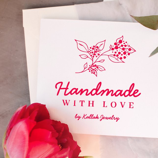 Gorgeous Floral Bunch Handmade with Love Quote Rubber Stamp (Creator Uploaded)