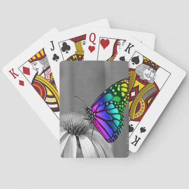 Gorgeous Floral Butterfly Playing Cards (Back)