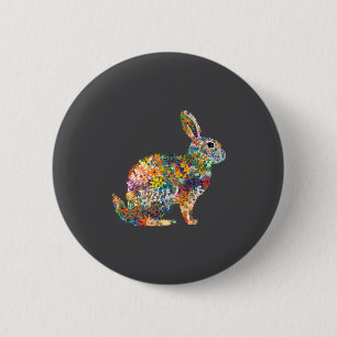 Gorgeous Floral Easter Bunny Spring Flower Rabbit 6 Cm Round Badge