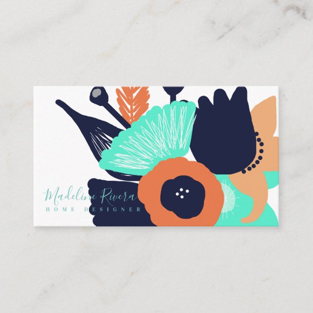 Gorgeous Floral Modern Designer Business Card (Front)
