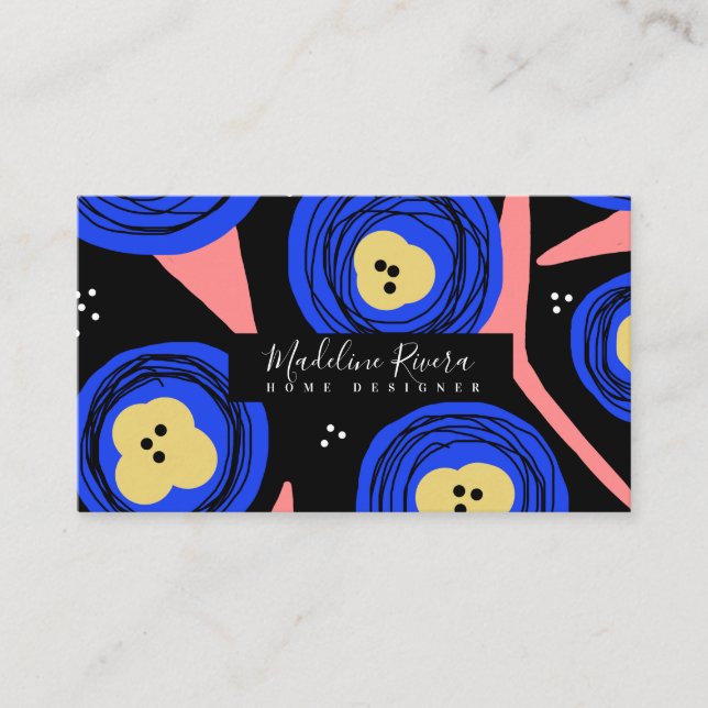 Gorgeous Floral Poppy Designer Business Card (Front)
