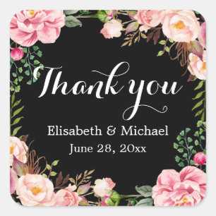 Gorgeous Floral Wreath Wrap Thank You Square Sticker