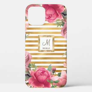 Gorgeous Flower Monogram Girly iPhone 12 Case
