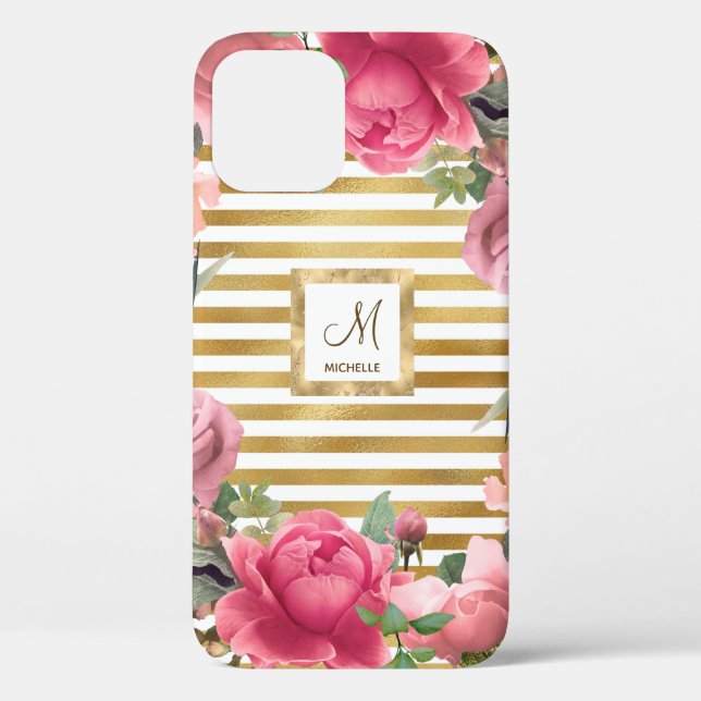 Gorgeous Flower Monogram Girly Case-Mate iPhone Case (Back)