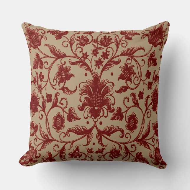 Gorgeous Flowers and Leaves Pattern Cushion (Front)