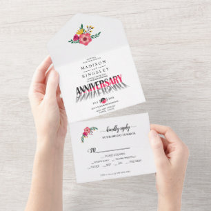 Gorgeous Flowers Anniversary  All In One Invitation
