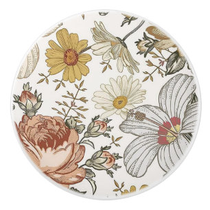 Gorgeous flowers ceramic knob