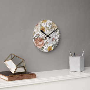 Gorgeous flowers round clock
