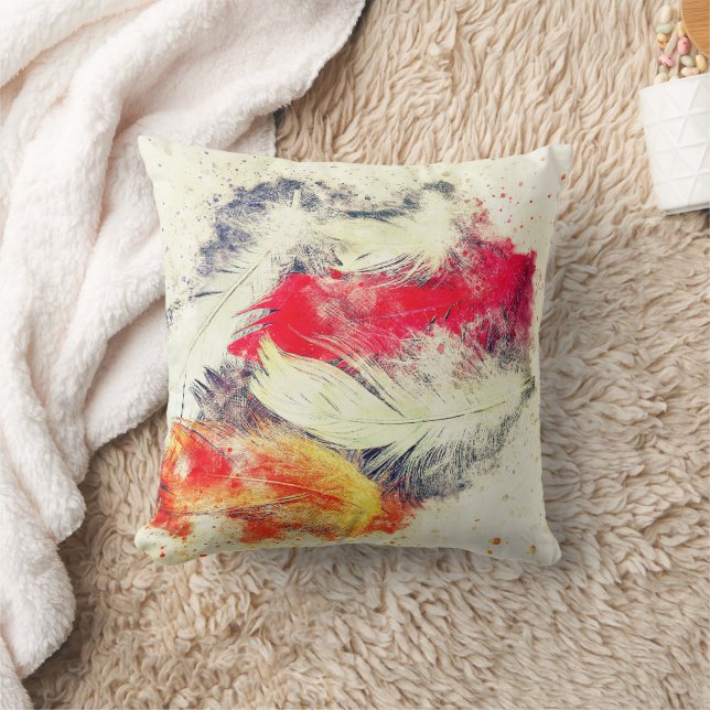 Gorgeous Funky Vibrant Feather Design Cushion (Blanket)