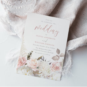 Gorgeous Garden Blush & White Floral Wedding Invitation