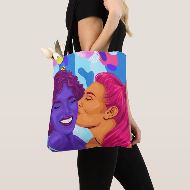 Gorgeous Gay Women Lesbian Pride Graphic Art Tote Bag (Close Up)