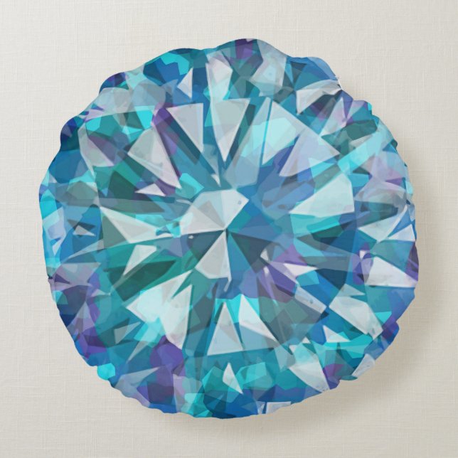 Gorgeous Gem with Blues and Purples Round Cushion (Back)