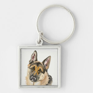 Gorgeous German Shepherd, Alsation Dog Drawing Key Ring