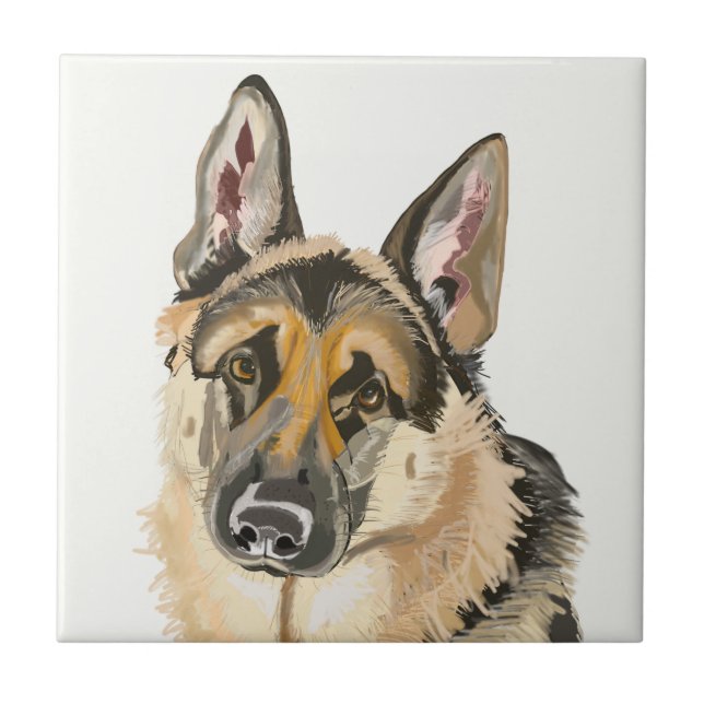 Gorgeous German Shepherd, Alsation Dog Tile (Front)