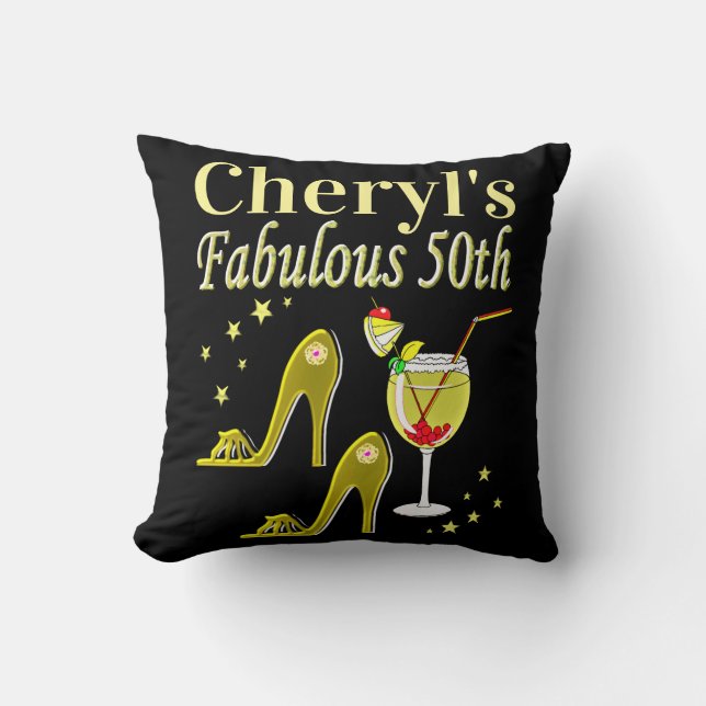 GORGEOUS GOLD 50TH BIRTHDAY DESIGN CUSHION (Front)