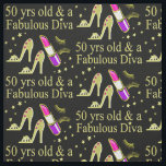 GORGEOUS GOLD 50TH BIRTHDAY DIVA DESIGN FABRIC<br><div class="desc">This fun and fabulous 50 year old Party Girl will adore our glitzy gold high heel and lipstick 50th birthday T Shirts, Apparel and exceptional gifts such as jewellery, home décor, party goods, mugs and more. Surprise your fabulous 50 year old with this unique and chic 50th birthday design that...</div>