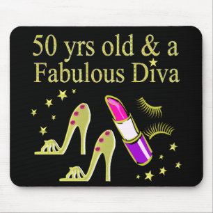 GORGEOUS GOLD 50TH BIRTHDAY DIVA DESIGN MOUSE MAT