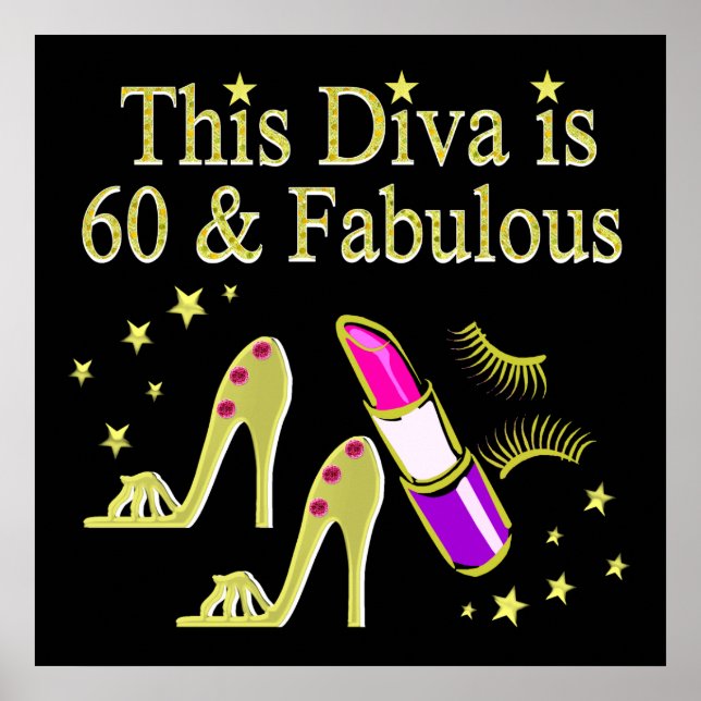 GORGEOUS GOLD 60TH BIRTHDAY HIGH HEEL DESIGN POSTER (Front)