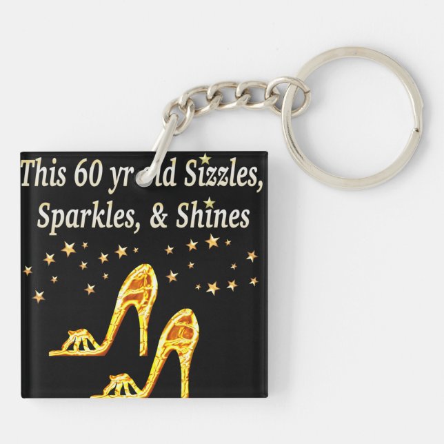 GORGEOUS GOLD 60TH BIRTHDAY KEY RING (Back)