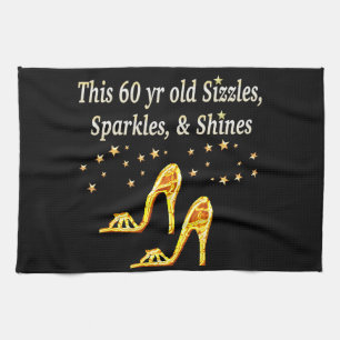 GORGEOUS GOLD 60TH BIRTHDAY TEA TOWEL