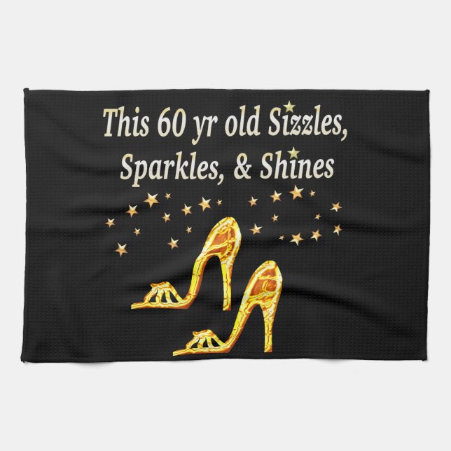GORGEOUS GOLD 60TH BIRTHDAY TEA TOWEL (Horizontal)