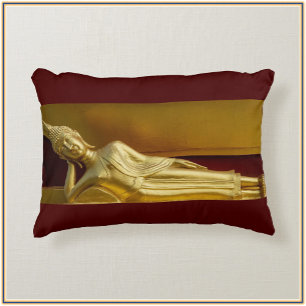 Gorgeous Gold and Dark Red Reclining Buddha Decorative Cushion