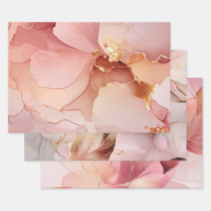 Gorgeous Gold Blush Pink Floral Bridal Shower Wrapping Paper Sheet