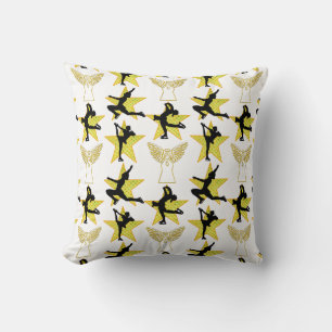 GORGEOUS GOLD FIGURE SKATING CHRISTMAS DESIGNS CUSHION