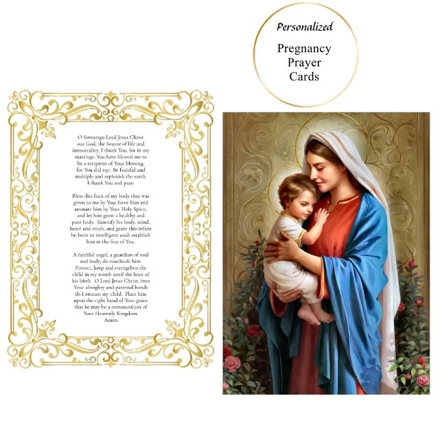 Gorgeous Gold Frame Catholic Pregnancy Prayer Card (Creator Uploaded)