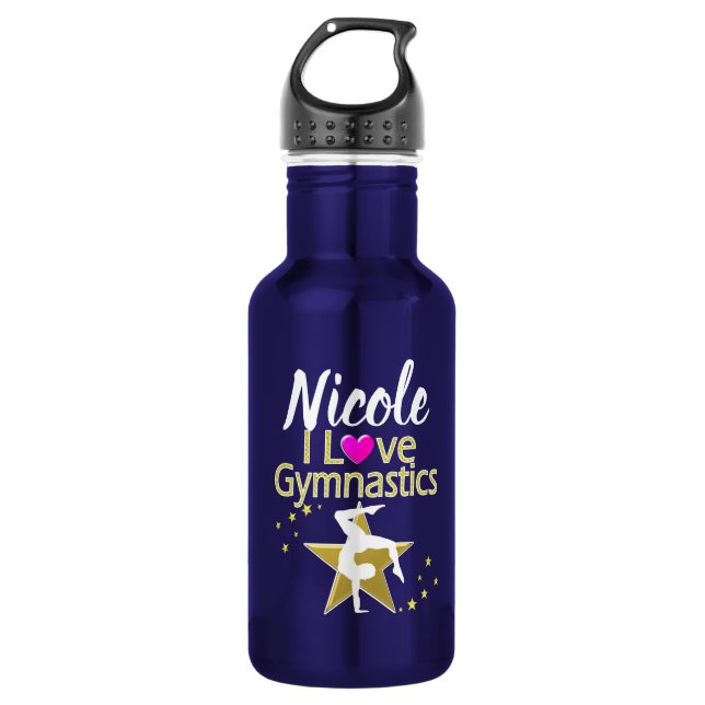 GORGEOUS  GOLD I LOVE GYMNASTICS DESIGN 532 ML WATER BOTTLE (Front)