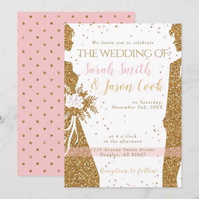 Gorgeous - Gold Pink INVITATION 1 (Front/Back)