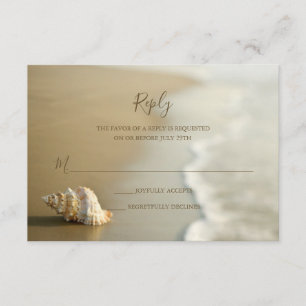 Gorgeous Gold Seashell Beach Wedding RSVP Card