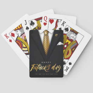 Gorgeous Gold White Black Happy Father's Day Playing Cards