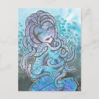 Gorgeous Gorgon blue Medusa Fantasy Art Postcard