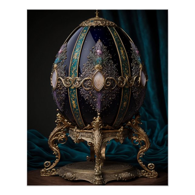 Gorgeous Gothic Egg With Gems In Faberge Style. Poster (Front)