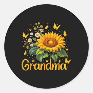 Gorgeous Grandma Day Gifts Sunflower Butterfly Gra Classic Round Sticker