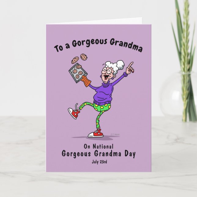 Gorgeous Grandma Day July 23 Granny Baking Cookies Holiday Card (Front)