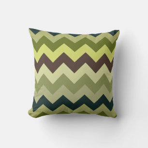 Gorgeous Green and Brown Chevron Pattern Cushion
