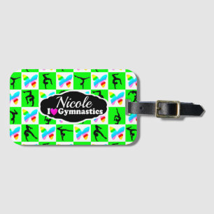 GORGEOUS GREEN BUTTERFLY GYMNAST DESIGN LUGGAGE TAG