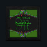 Gorgeous Green Fractal Lace Anniversary Gift Box<br><div class="desc">Unique and Stylish fractal lace borders gorgeous green, purple, deep red with black centre - Exquisite and elegant custom Wedding, Anniversary or engagement present. Personalize with names, anniversary date and monogram or numbers - made into a wonderful wooden gift box to keep trinkets, jewellery box for your special keepsakes. Makes...</div>