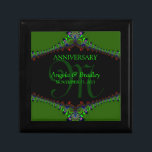 Gorgeous Green Fractal Lace Anniversary Gift Box<br><div class="desc">Unique and Stylish fractal lace borders gorgeous green, purple, deep red with black centre - Exquisite and elegant custom Wedding, Anniversary or engagement present. Personalize with names, anniversary date and monogram or numbers - made into a wonderful wooden gift box to keep trinkets, jewellery box for your special keepsakes. Makes...</div>