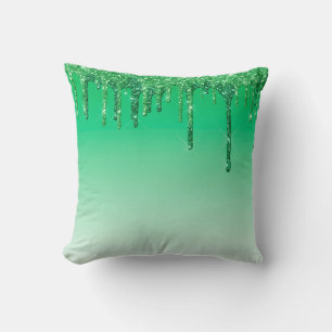 Gorgeous Green Glamourous Glitter Dripping Cushion