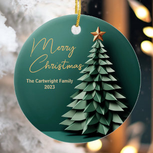 Gorgeous Green Gold Custom Christmas Party Tree Ceramic Tree Decoration