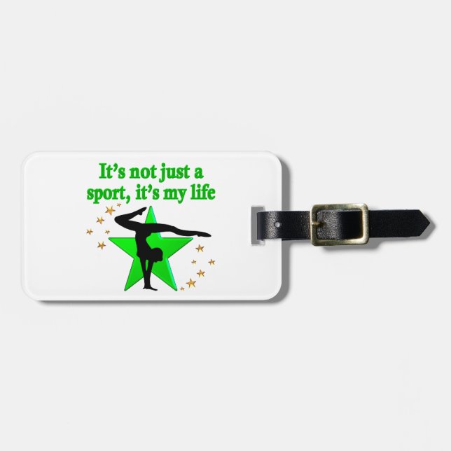 GORGEOUS GREEN GYMNASTICS DESIGN LUGGAGE TAG (Front Horizontal)