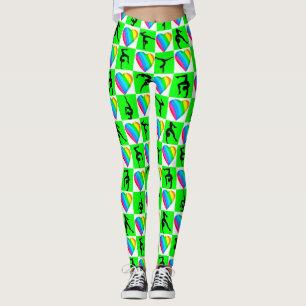 GORGEOUS GREEN LOVE HEART GYMNASTICS LEGGINGS