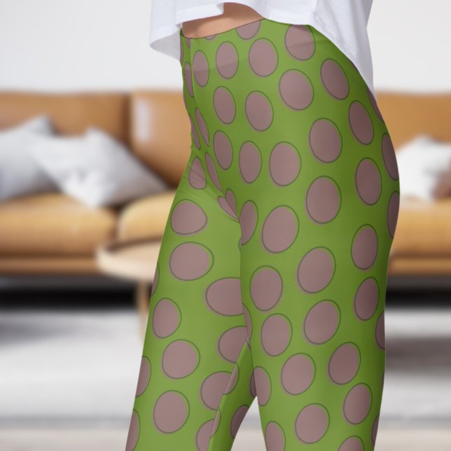 Gorgeous Green Olive Drab Polka Dot Pattern Leggings (Gorgeous Olive Drab Polka Dot Pattern Leggings)