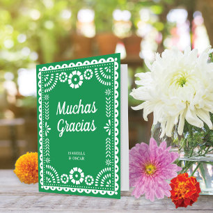 Gorgeous Green Papel Picado Wedding Thank You Card