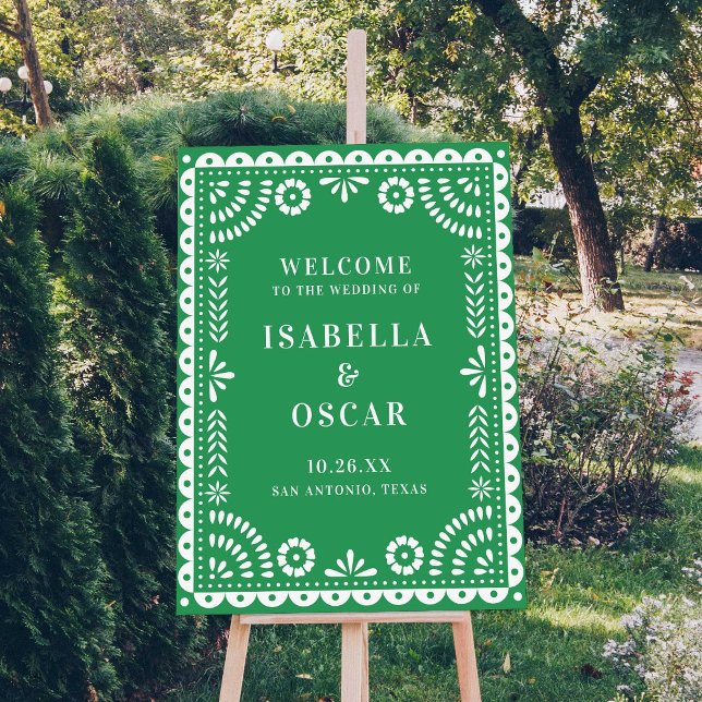 Gorgeous Green Papel Picado Wedding Welcome Sign (Creator Uploaded)