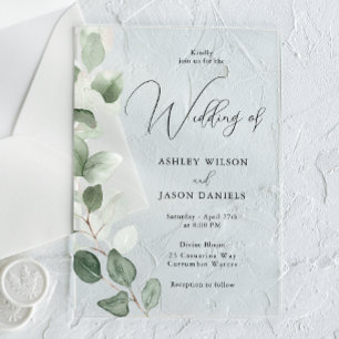 Gorgeous Greenery Modern Wedding Acrylic Invitations